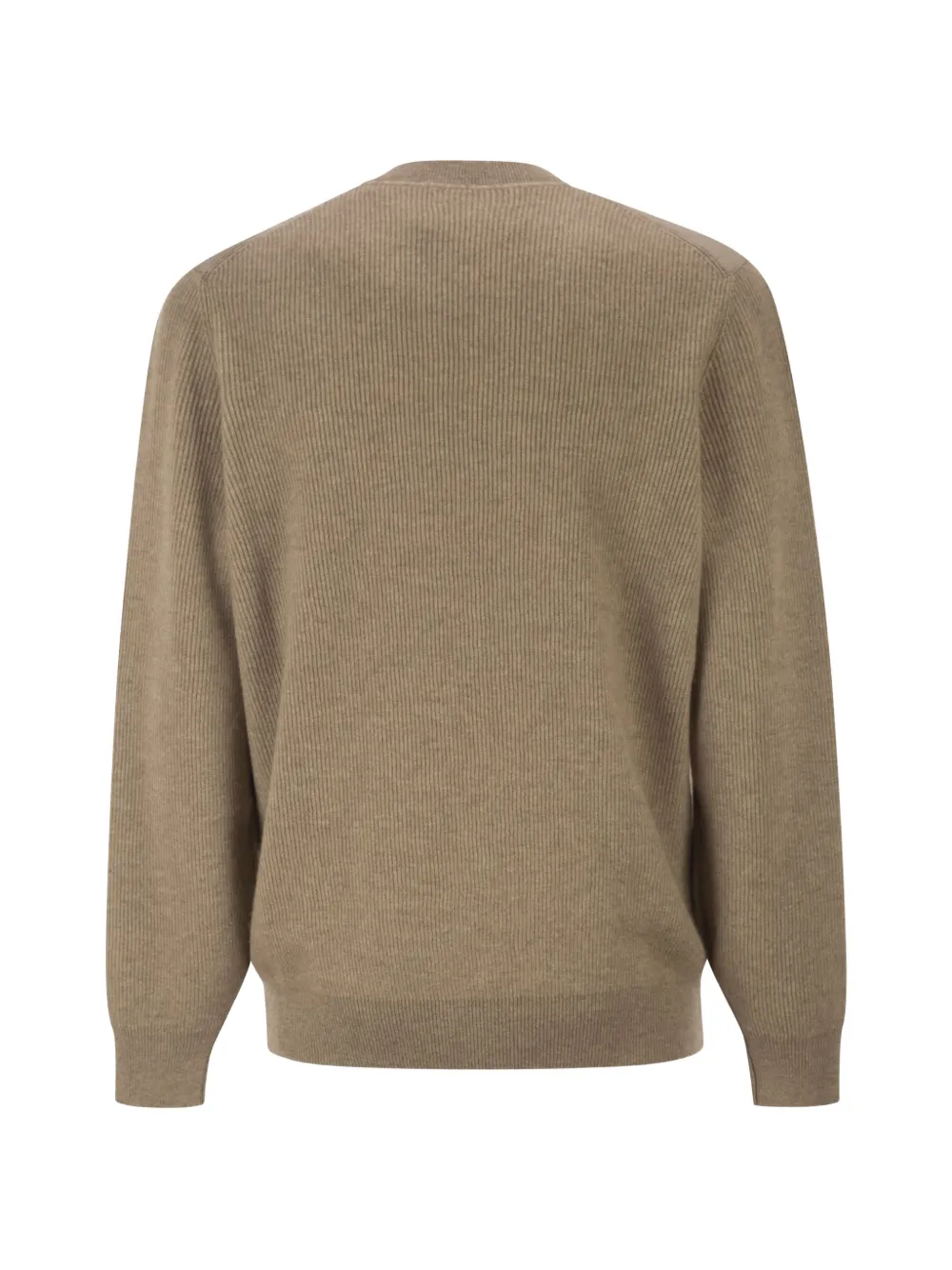 Brunello Cucinelli Ribgebreide trui met katoenen inzetstuk Beige