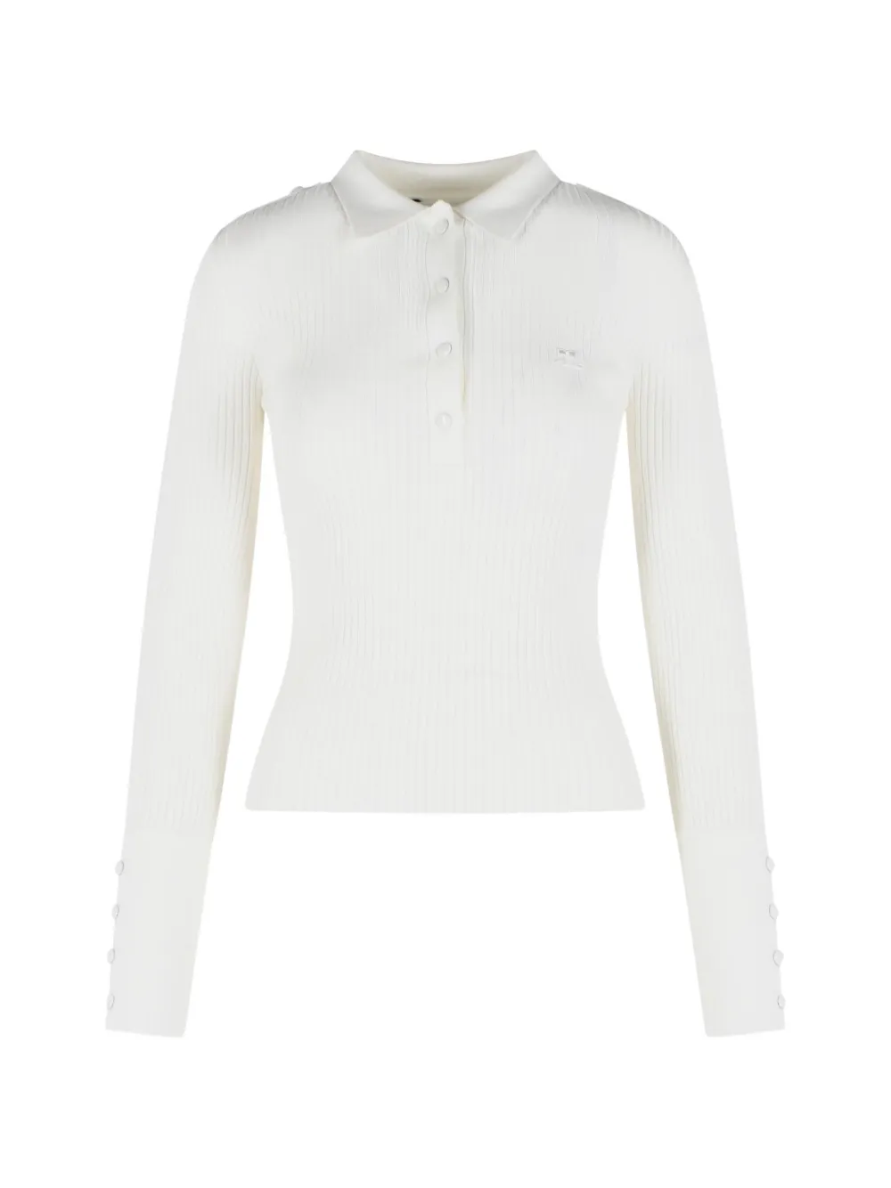 Courrèges ribbed-knit polo shirt - Bianco