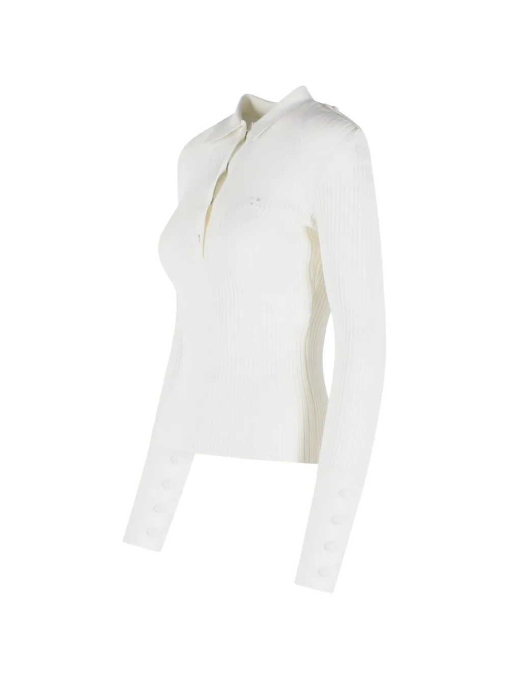 Courrèges Ribgebreid poloshirt Wit