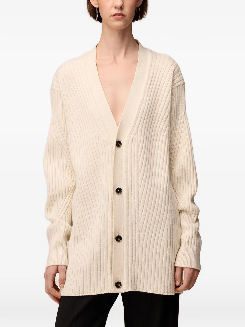 RETORI Ribgebreid vest Wit
