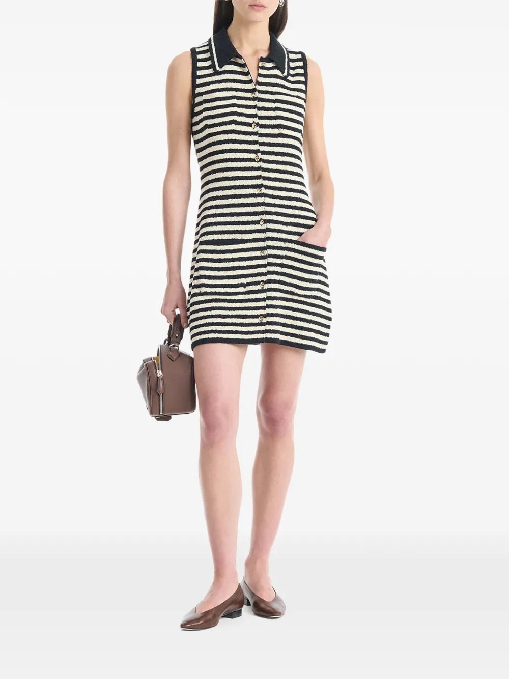 Altuzarra Mamie gestreepte gebreide mini-jurk Beige