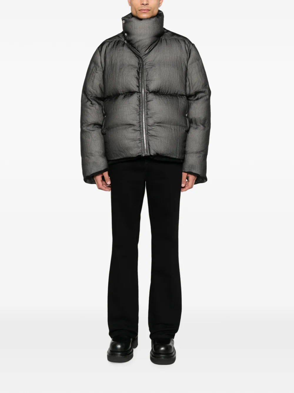 Rick Owens Turtle gewatteerd jack met trechterhals Zwart