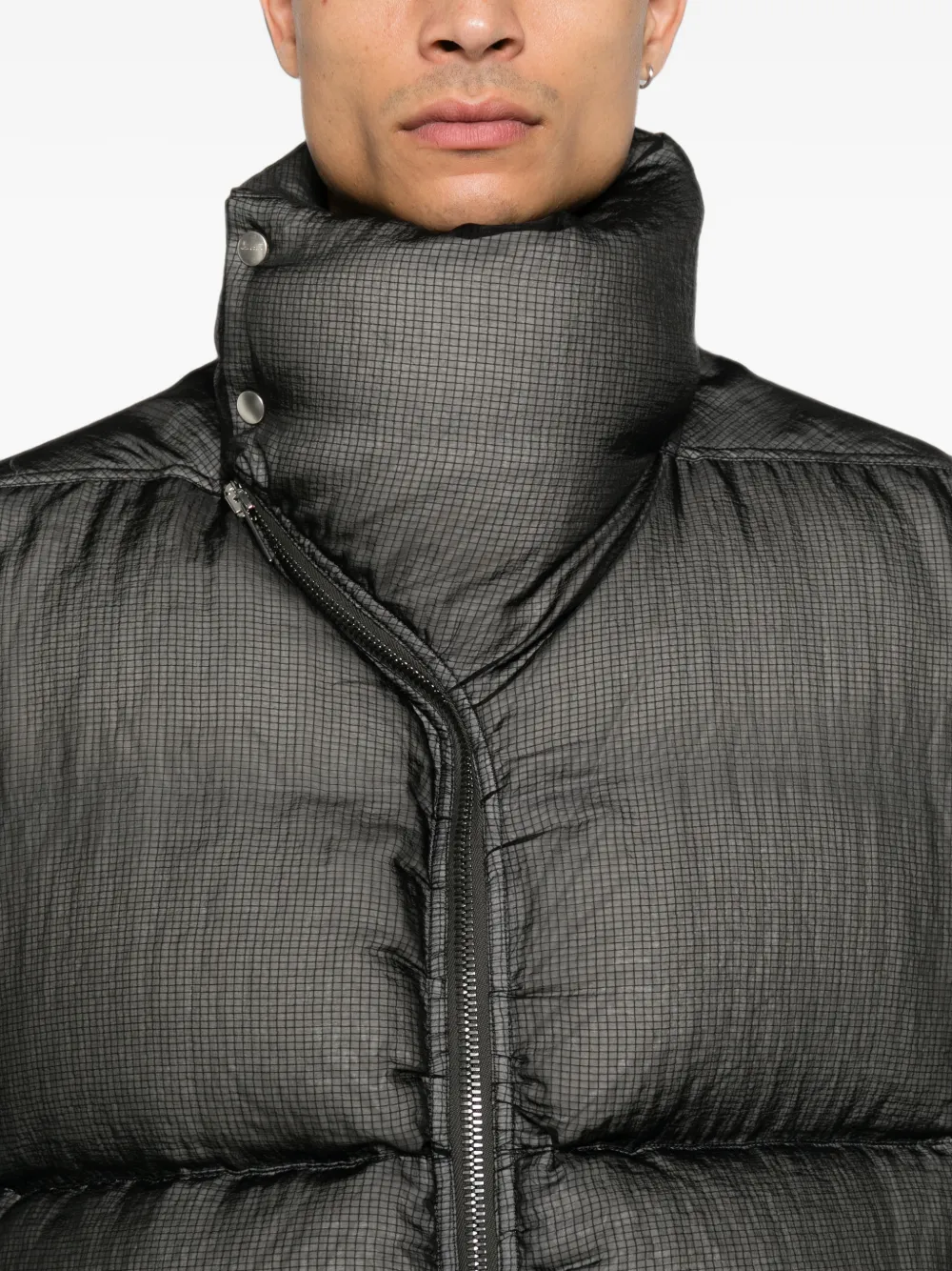 Rick Owens Turtle gewatteerd jack met trechterhals Zwart