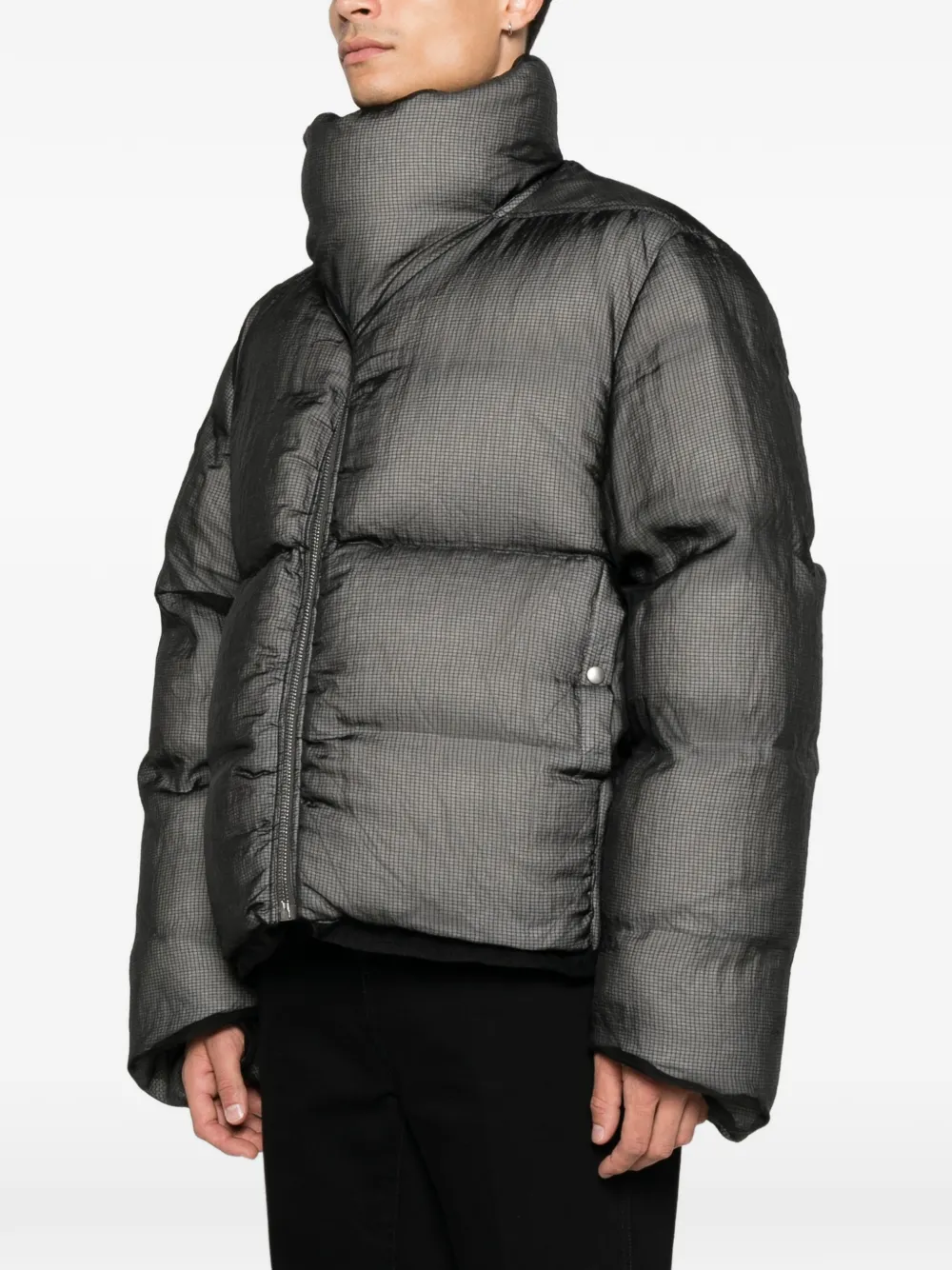 Rick Owens Turtle gewatteerd jack met trechterhals Zwart