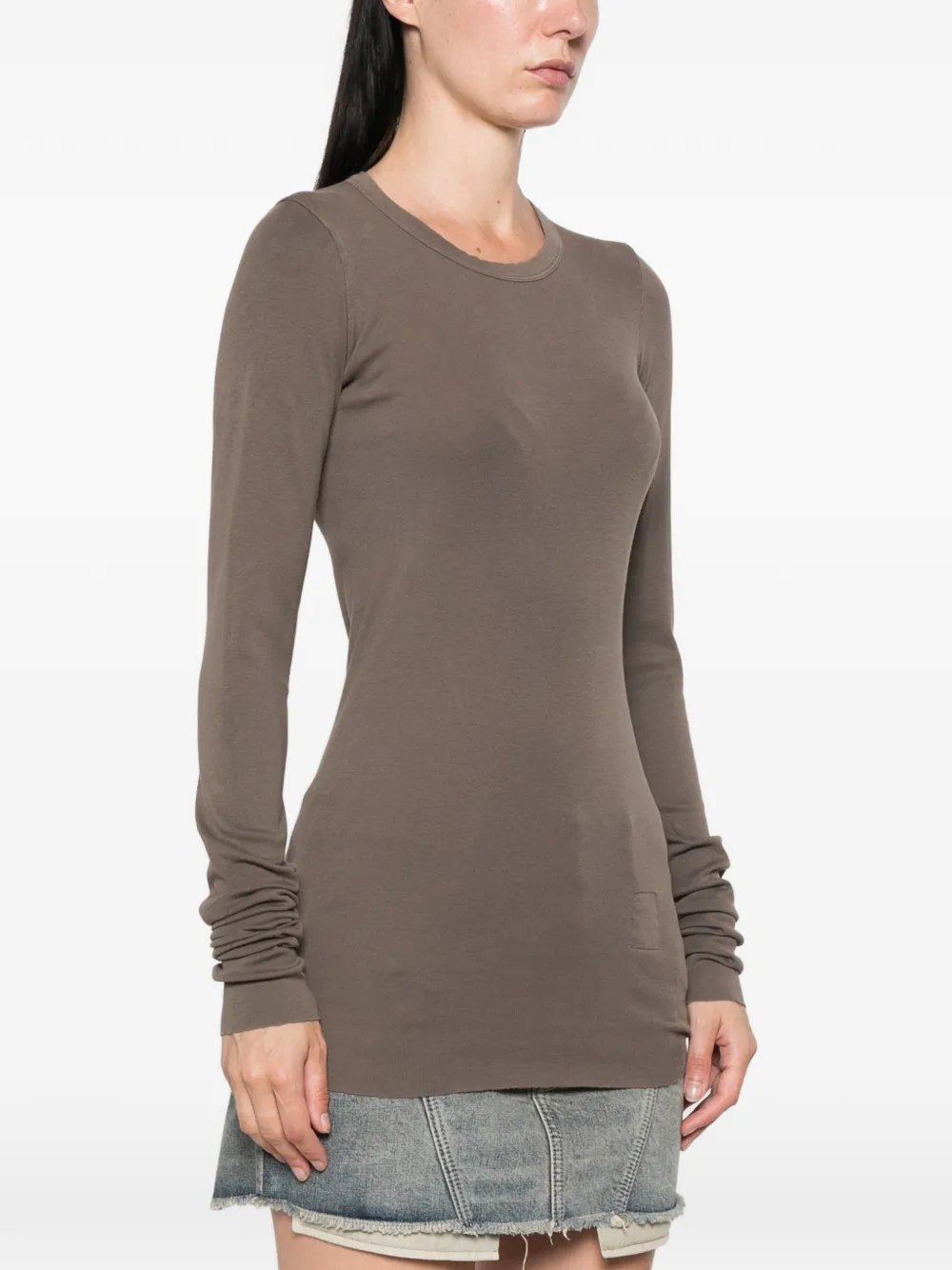 Rick Owens DRKSHDW Geribbeld T-shirt met lange mouwen Bruin
