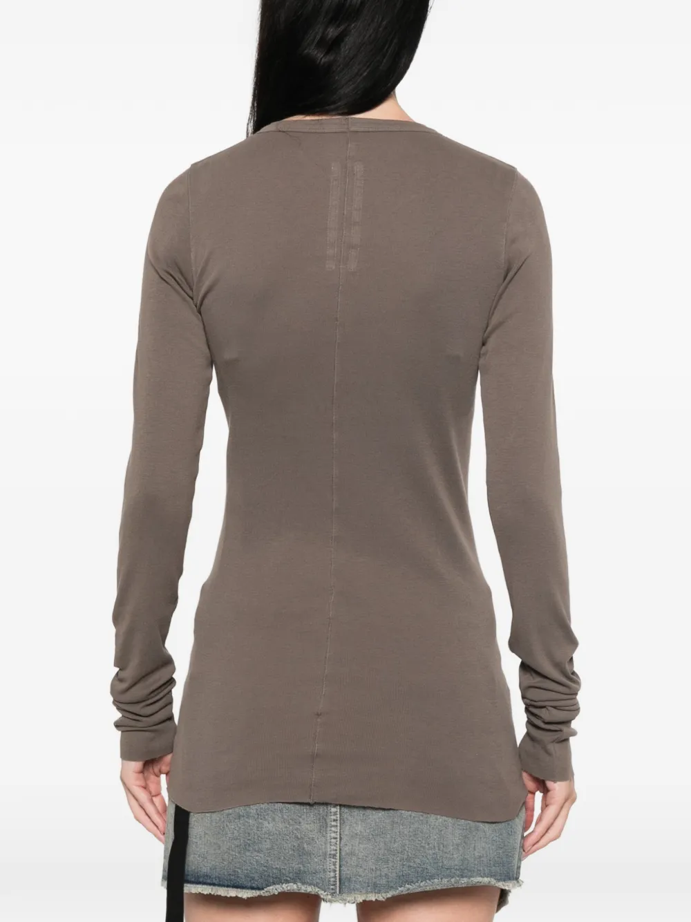 Rick Owens DRKSHDW Geribbeld T-shirt met lange mouwen Bruin