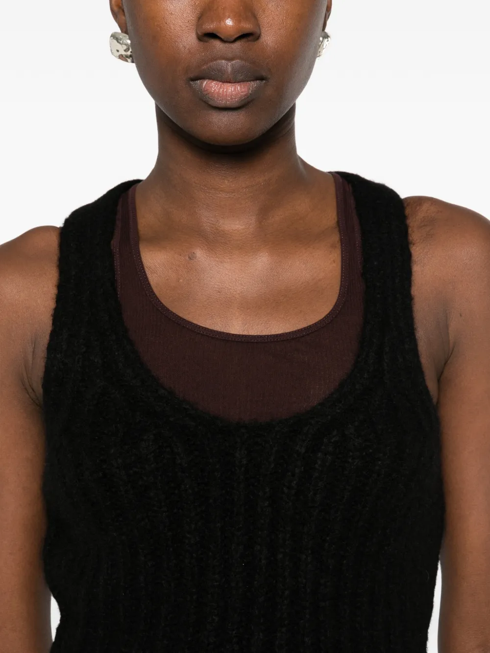 Rick Owens ribbed-knit tank top Zwart
