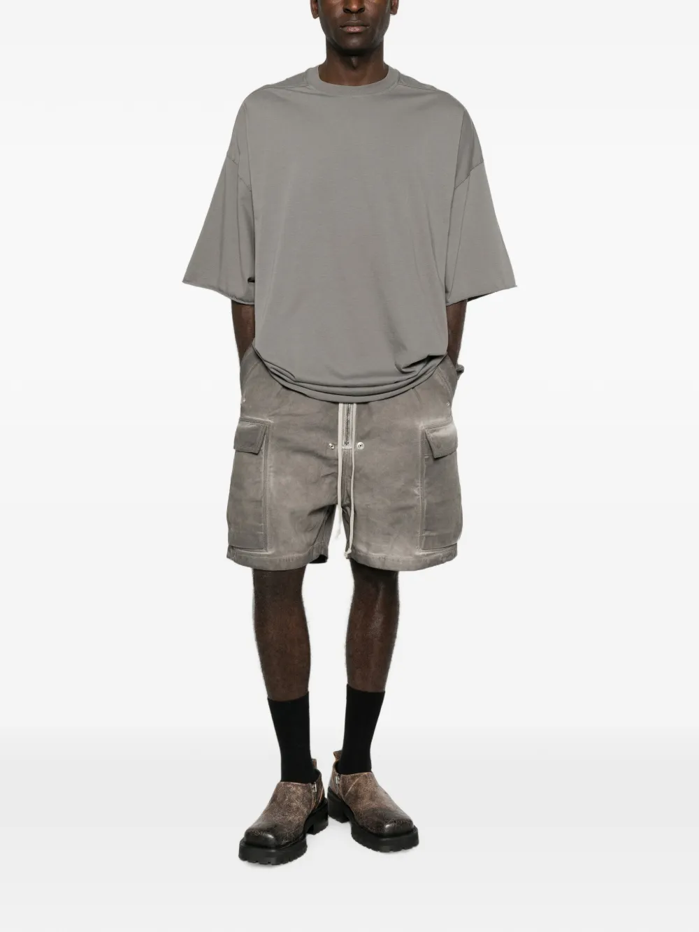 Rick Owens DRKSHDW Cargobela drawstring cargo shorts Grijs