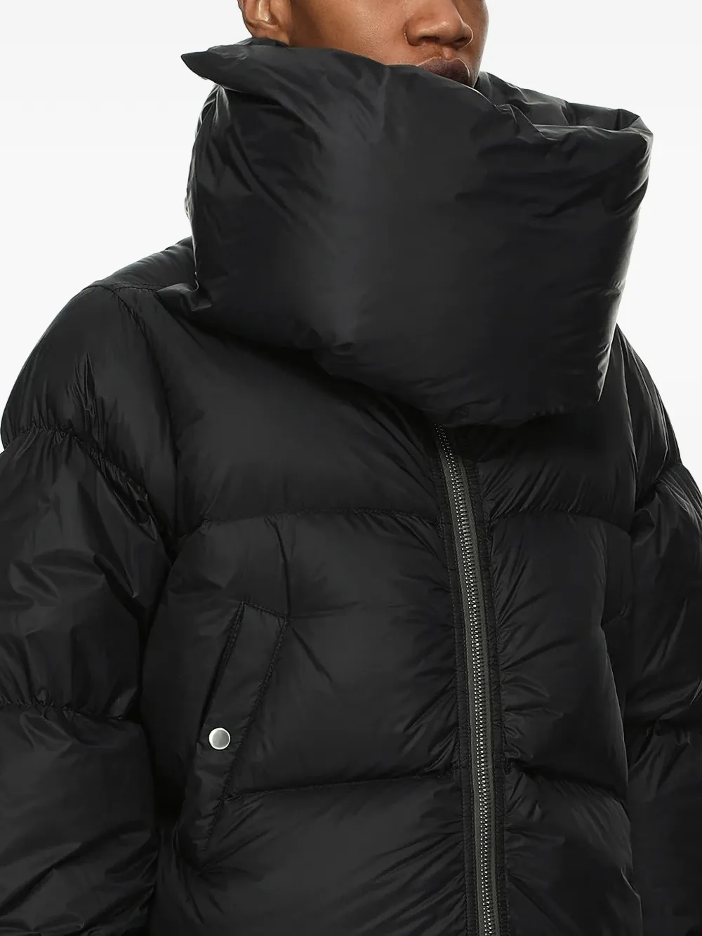 Rick Owens Tower nylon donsjack met trechterhals Zwart