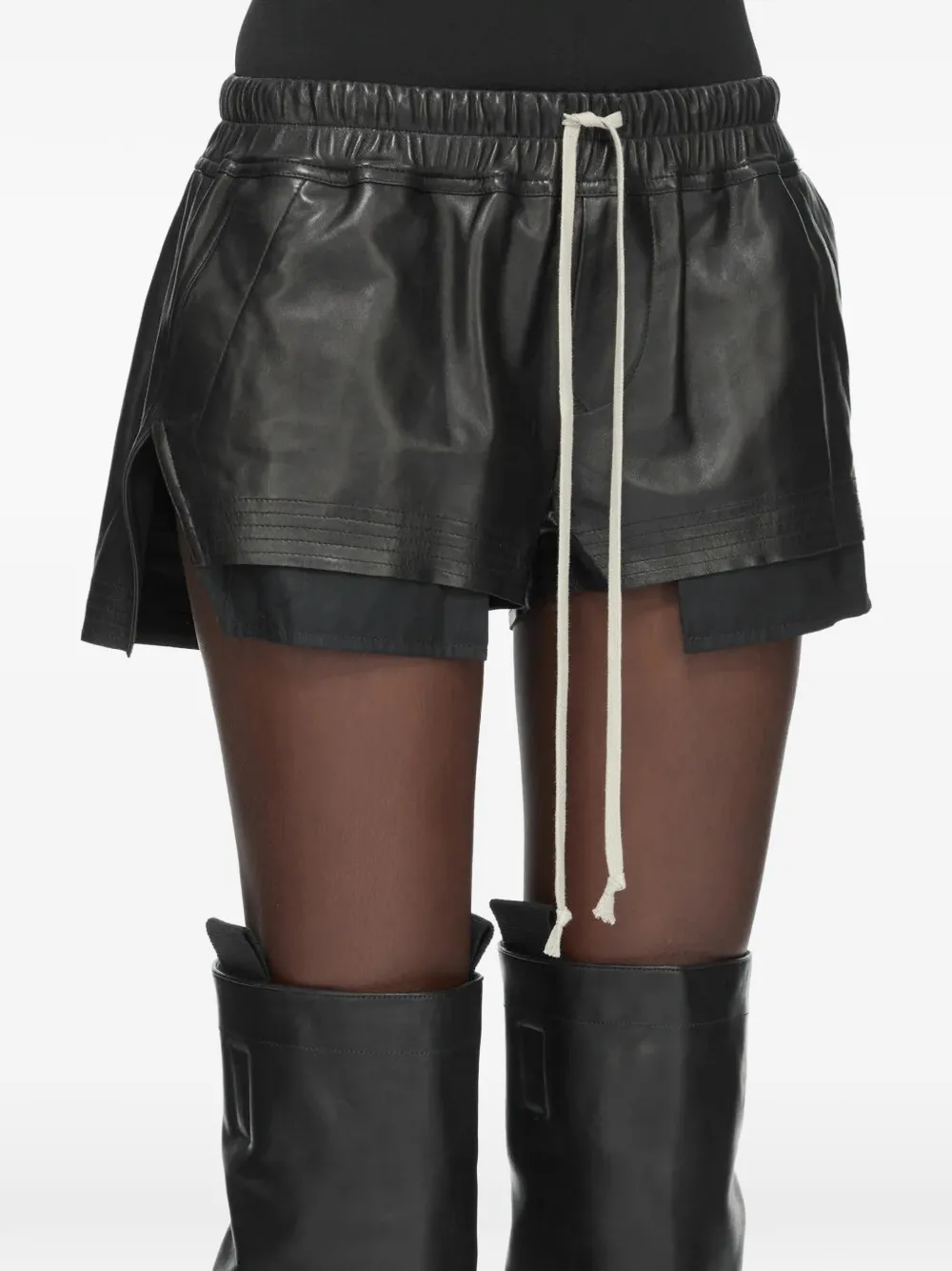Rick Owens Leren shorts Zwart