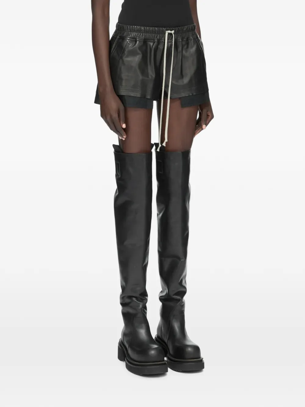 Rick Owens Leren shorts Zwart
