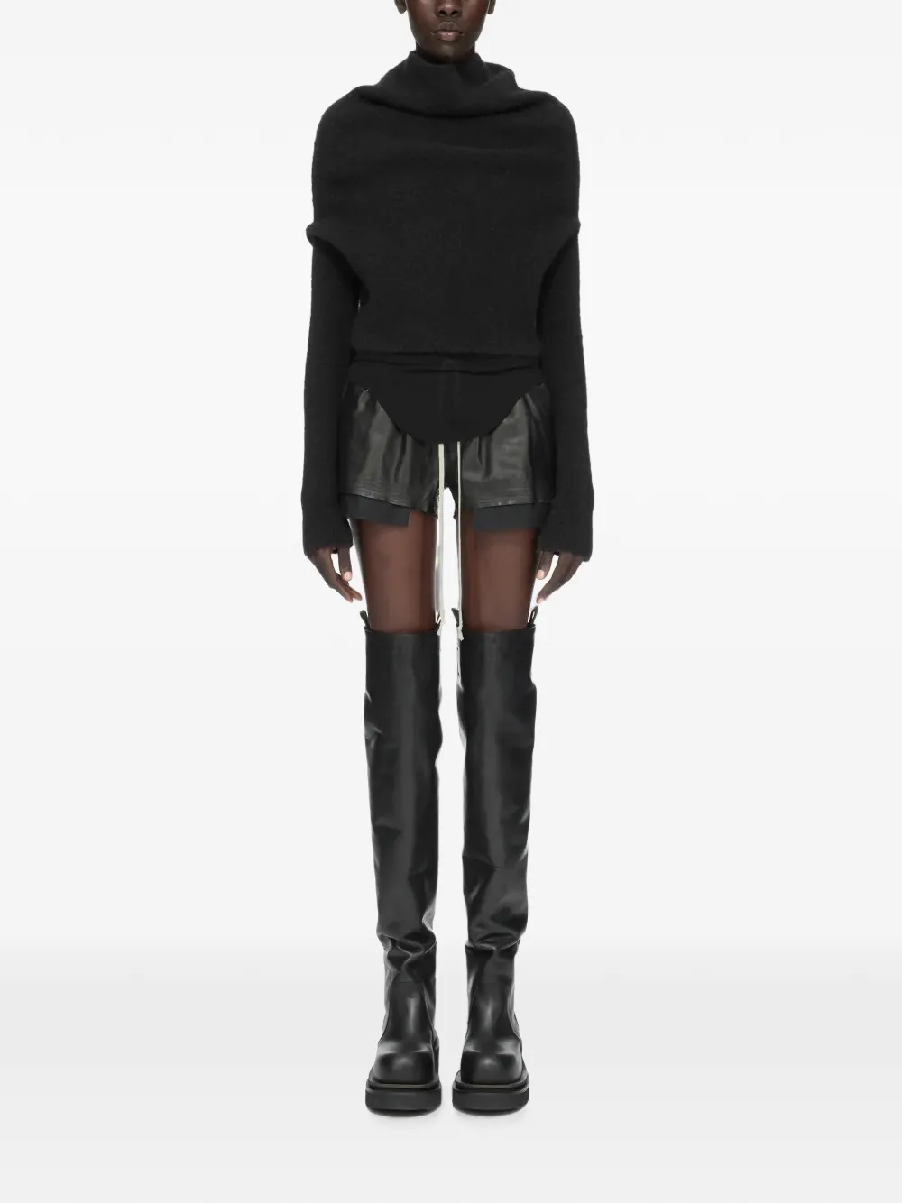 Rick Owens Leren shorts Zwart