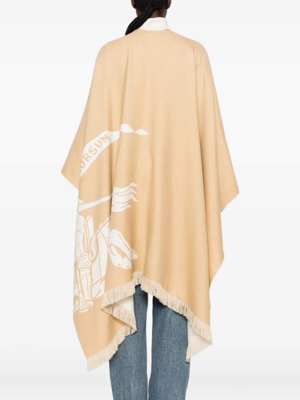Burberry Equestrian Knight cape met franje Beige