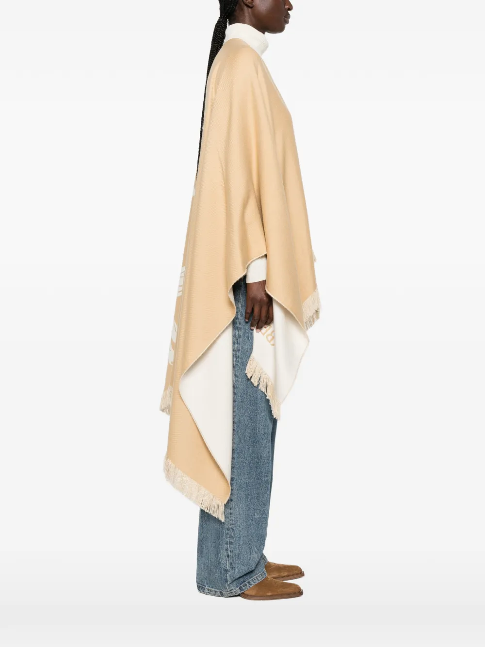 Burberry Equestrian Knight cape met franje Beige