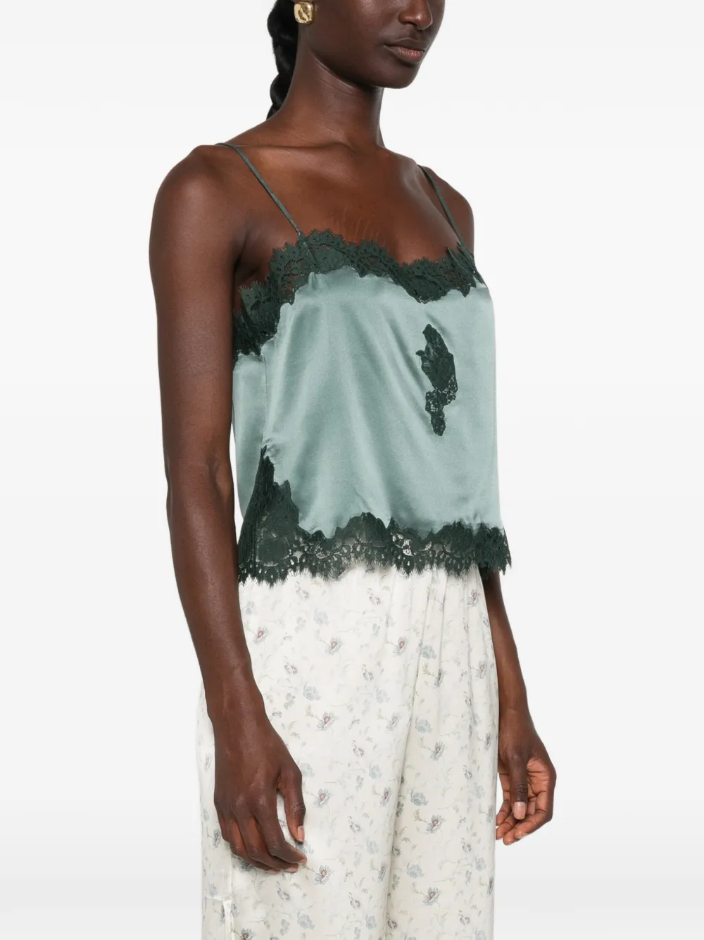 DÔEN Avelaine Lace-trimmed Top in Green, view 3