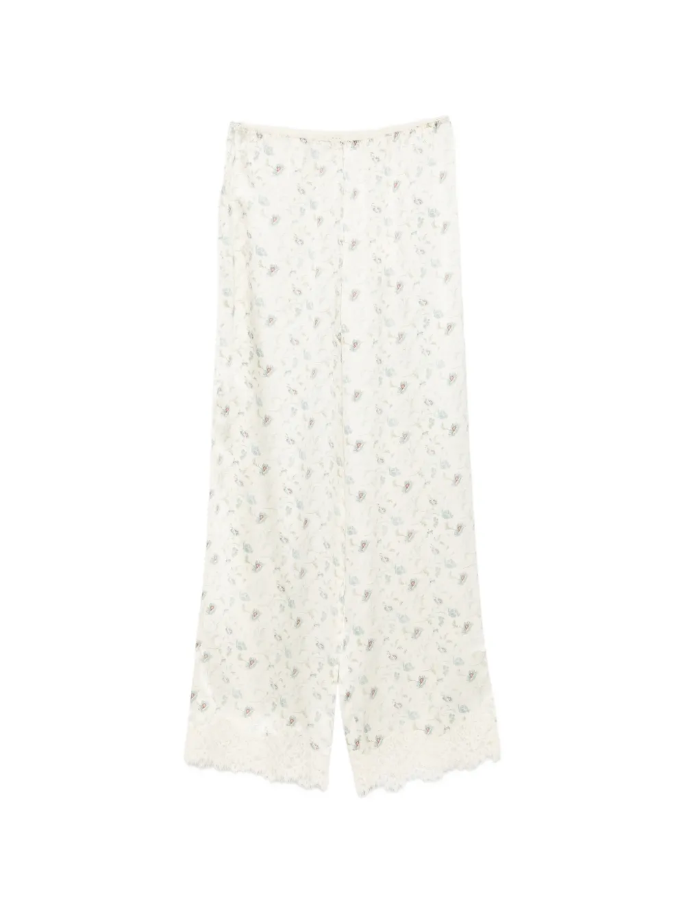 DÔEN Felise floral-print lace-trim trousers
