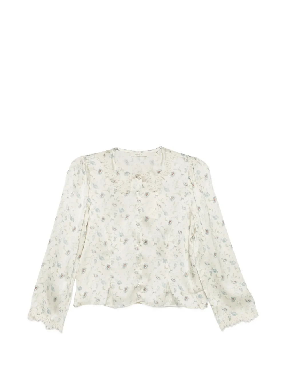 DÔEN Elianne floral-print lace-trim top