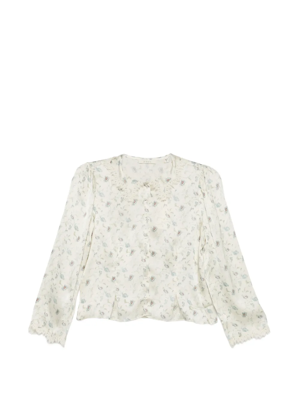 DÔEN Elianne floral-print lace-trim top