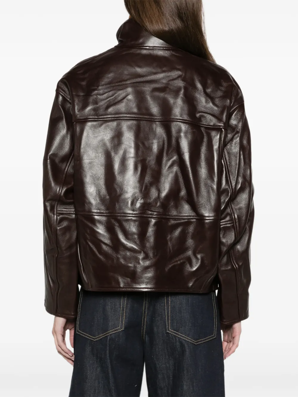 Soeur Gamma raglan jacket in glazed leather Rood