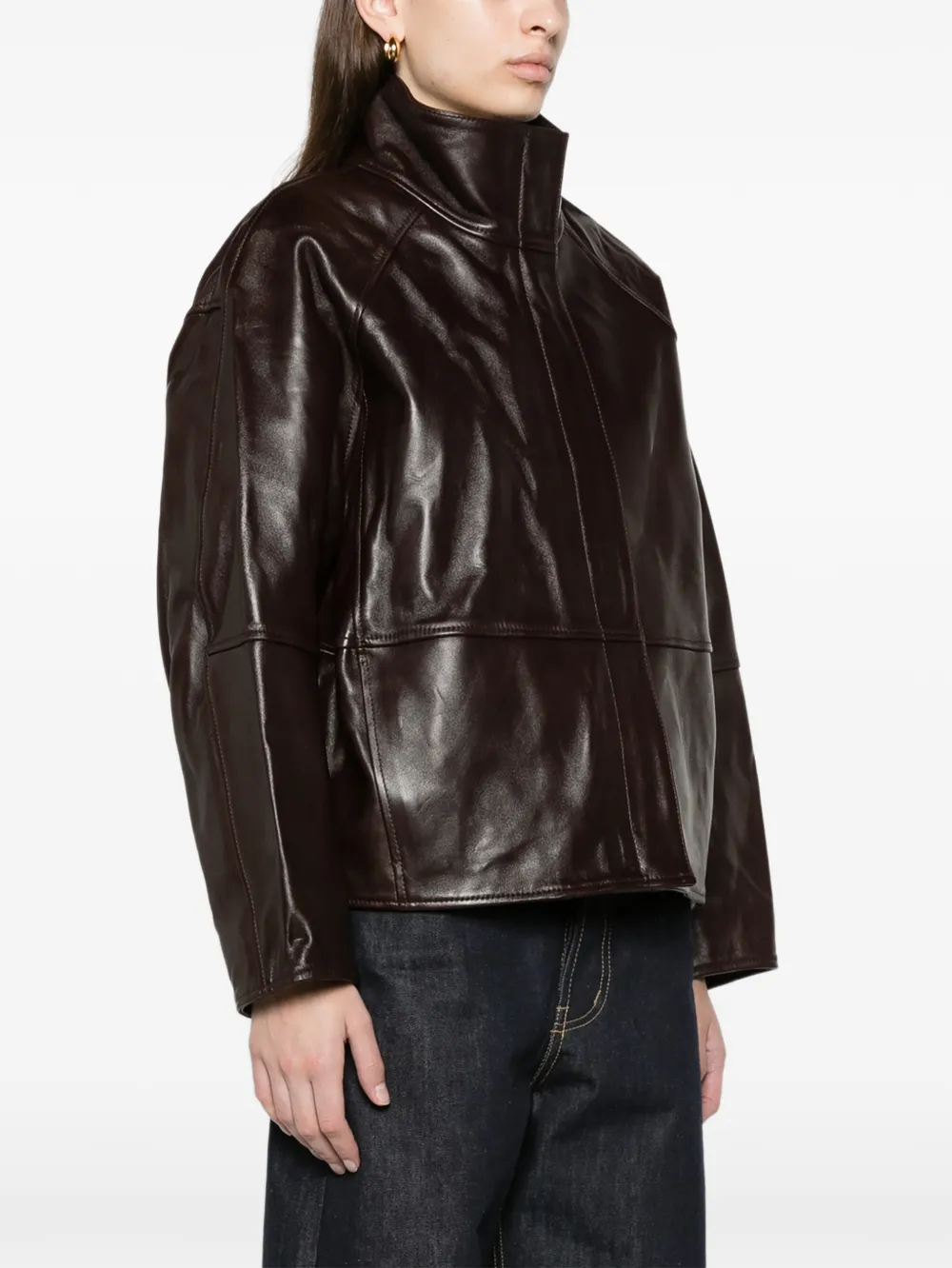 Soeur Gamma raglan jacket in glazed leather Rood