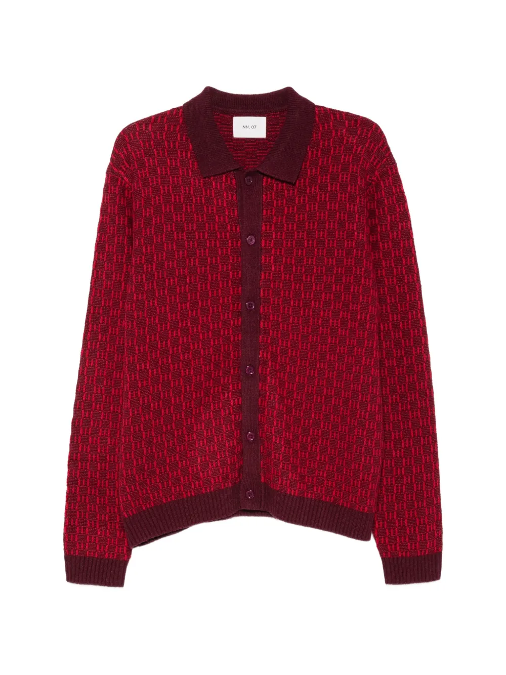 NN07 Thor geometric-patterned polo cardigan - Rouge NN07 Thor geometric-patterned polo cardigan - Rouge