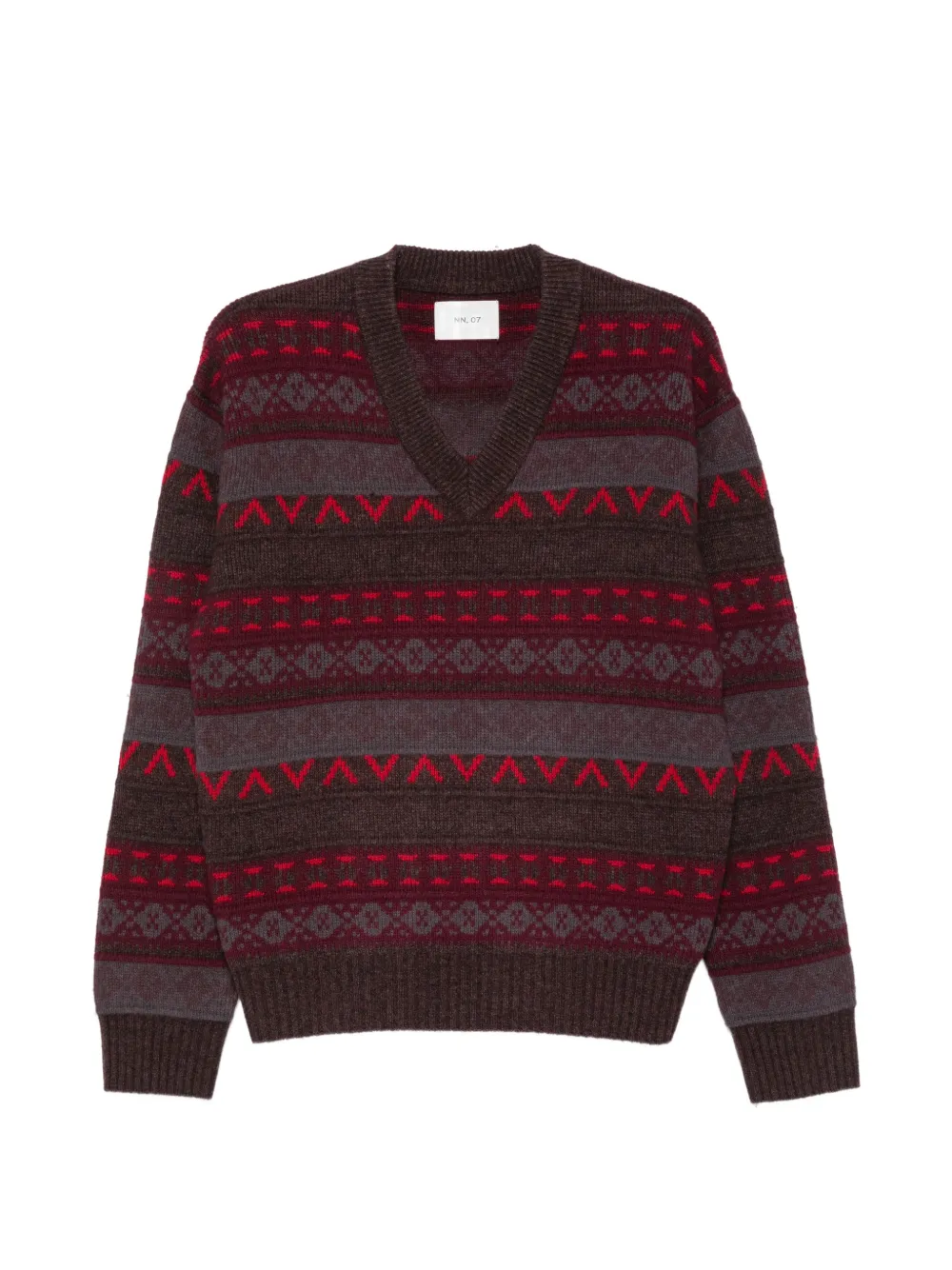 NN07 Tobias Fair Isle V-neck sweater - Rouge NN07 Tobias Fair Isle V-neck sweater - Rouge