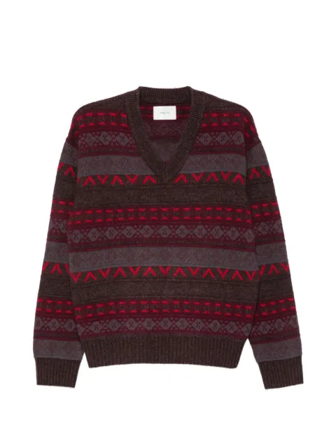 NN07 Tobias Fair Isle V-neck sweater