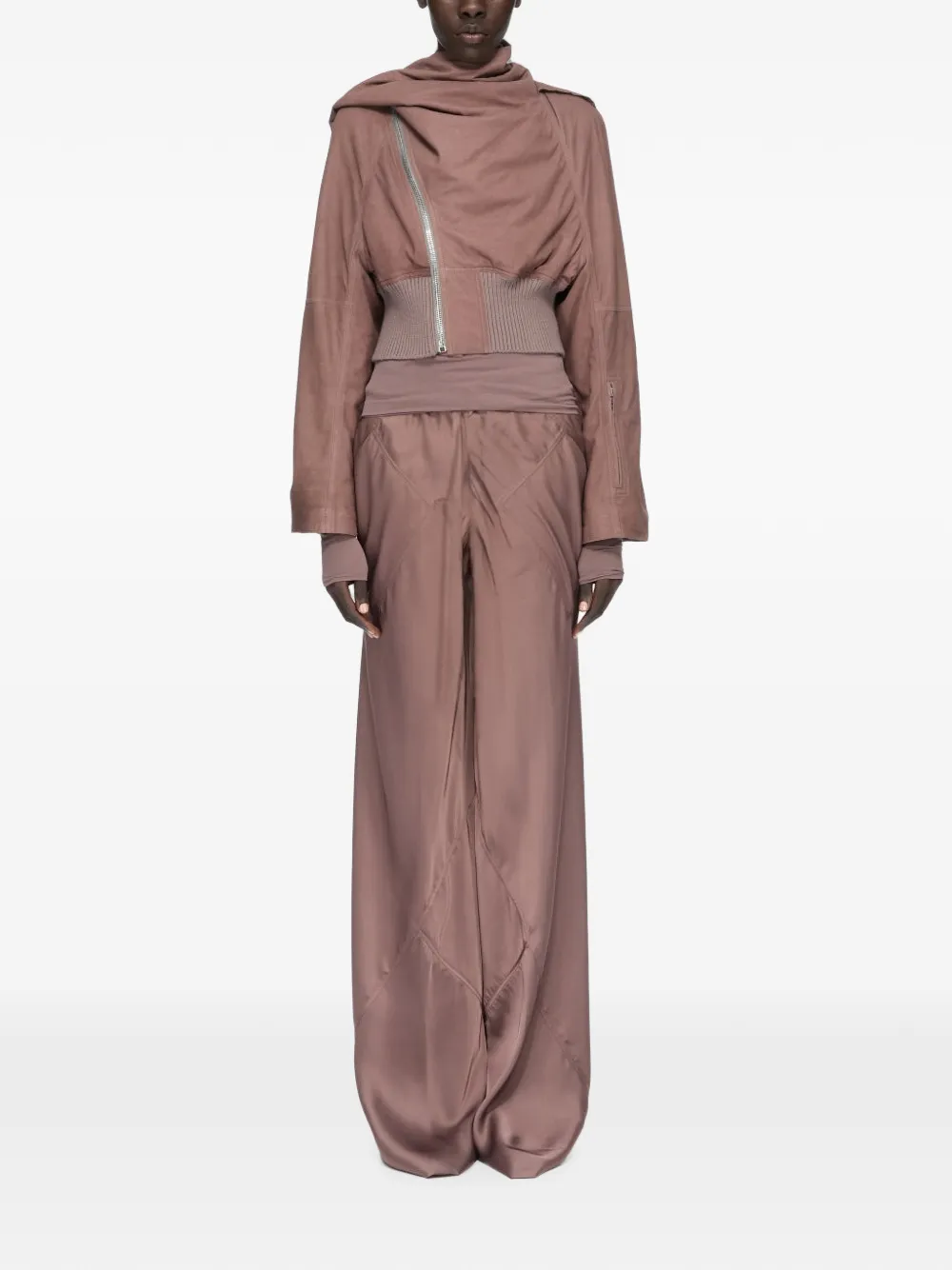 Rick Owens Tower gewassen charmeuse broek met trekkoord Paars