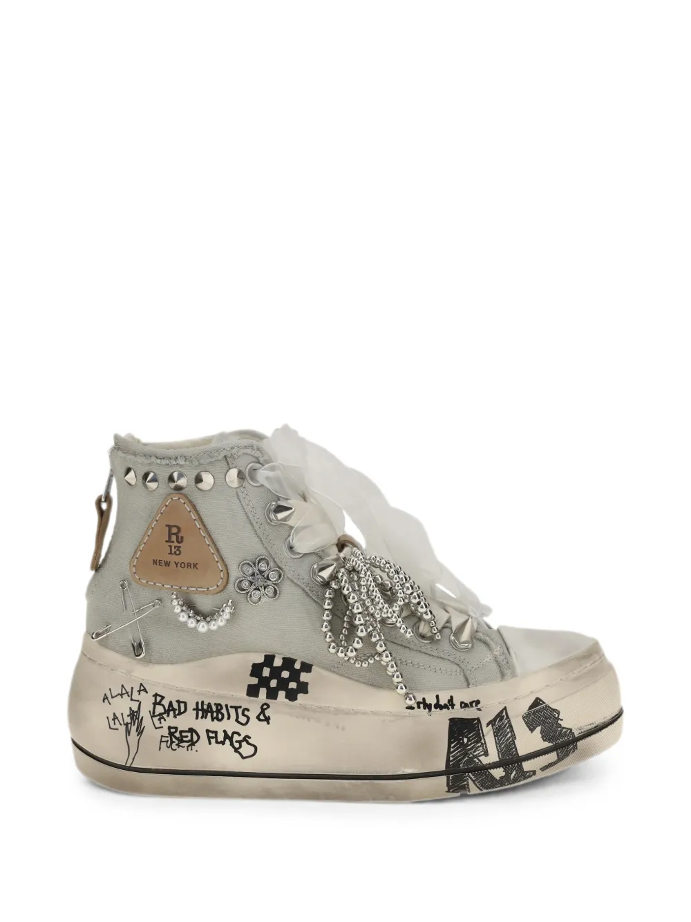 R13 embellished distressed sneakers Blauw