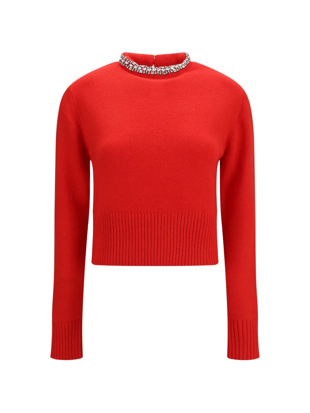 PINKO Berlino crystal-embellished ribbed-trim sweater - Rot