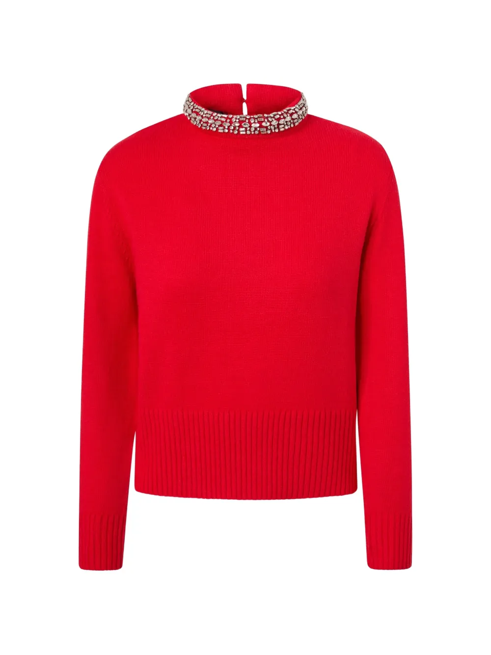 PINKO Berlino crystal-embellished ribbed-trim sweater - Rot