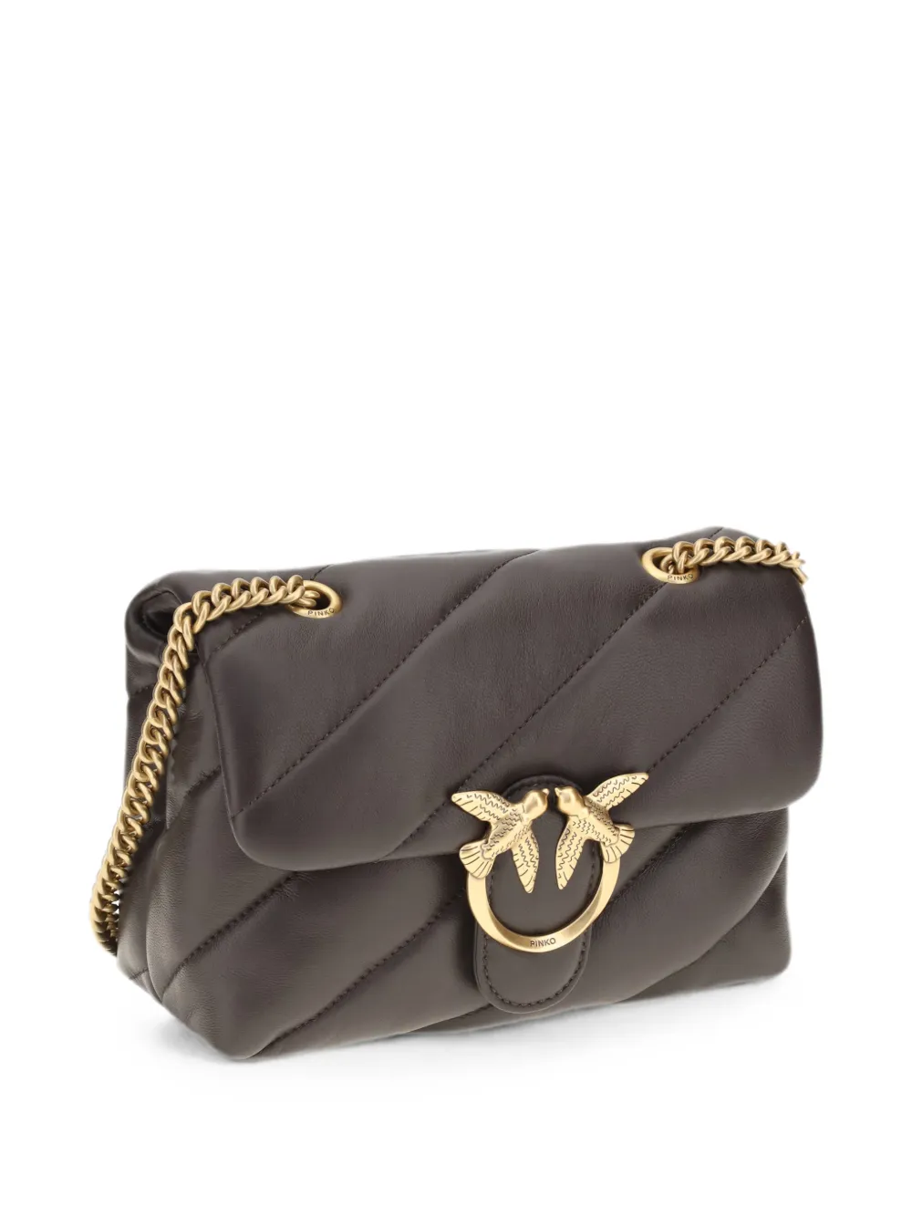 PINKO Kleine Love Bag gewatteerde leren crossbodytas Bruin
