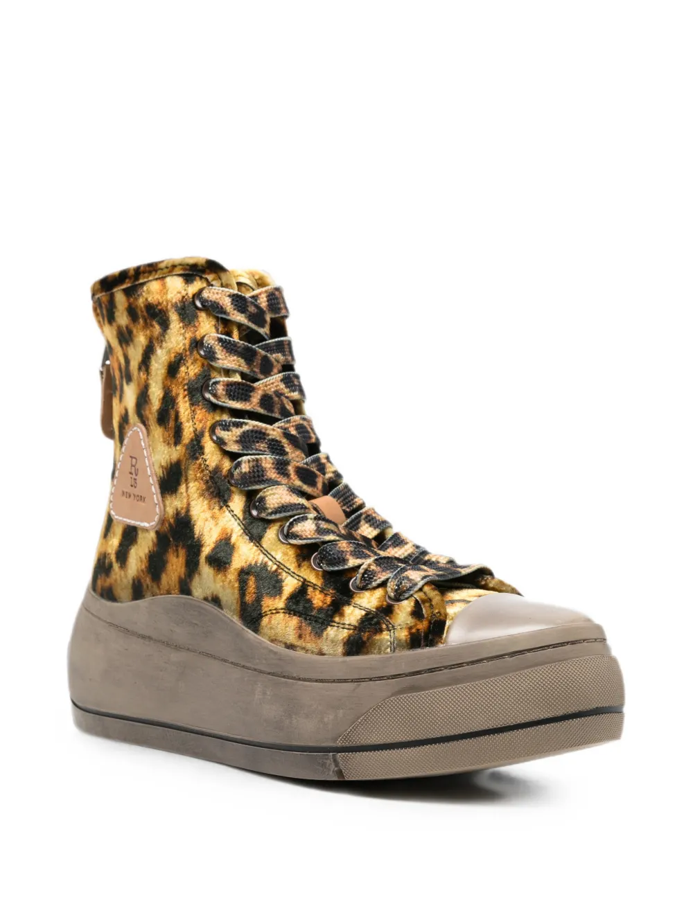 R13 leopard-print platform sneakers Geel