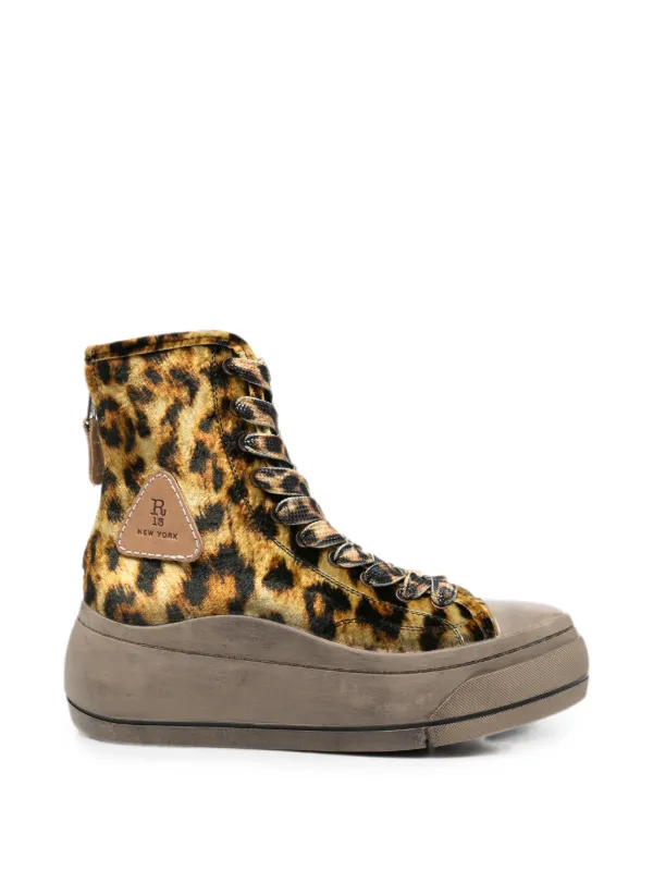 R13 Leopard-print Platform Sneakers in Yellow