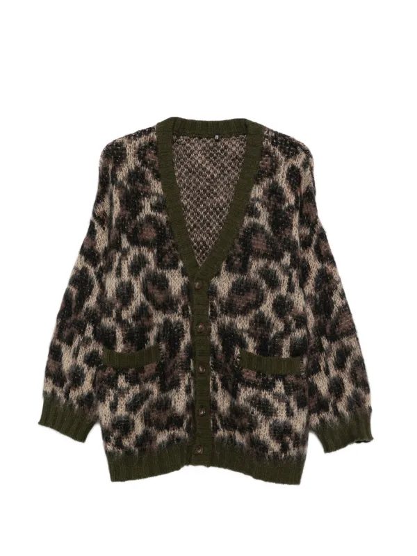 R13 Leopard-pattern Cardigan in Brown