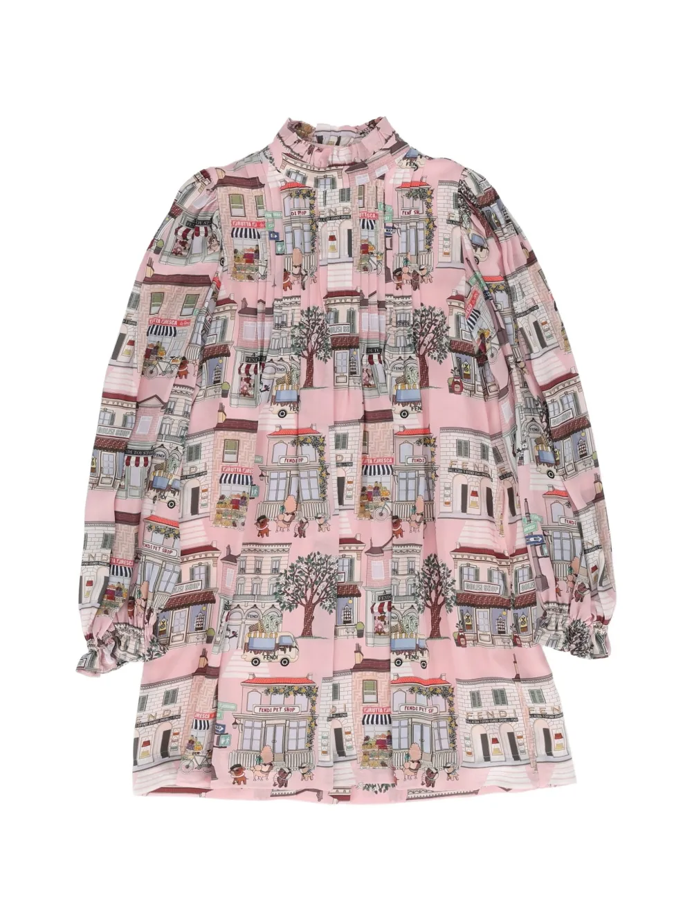 Fendi Kids FF City print pleated dress - Rosa