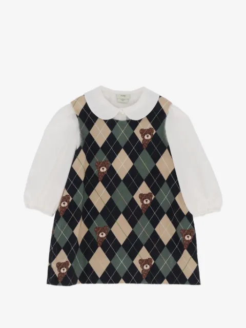 Fendi Kids vestido de pana con motivo de oso