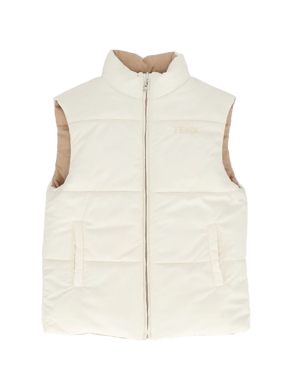 Fendi Kids Omkeerbare bodywarmer met FF-jacquard Beige
