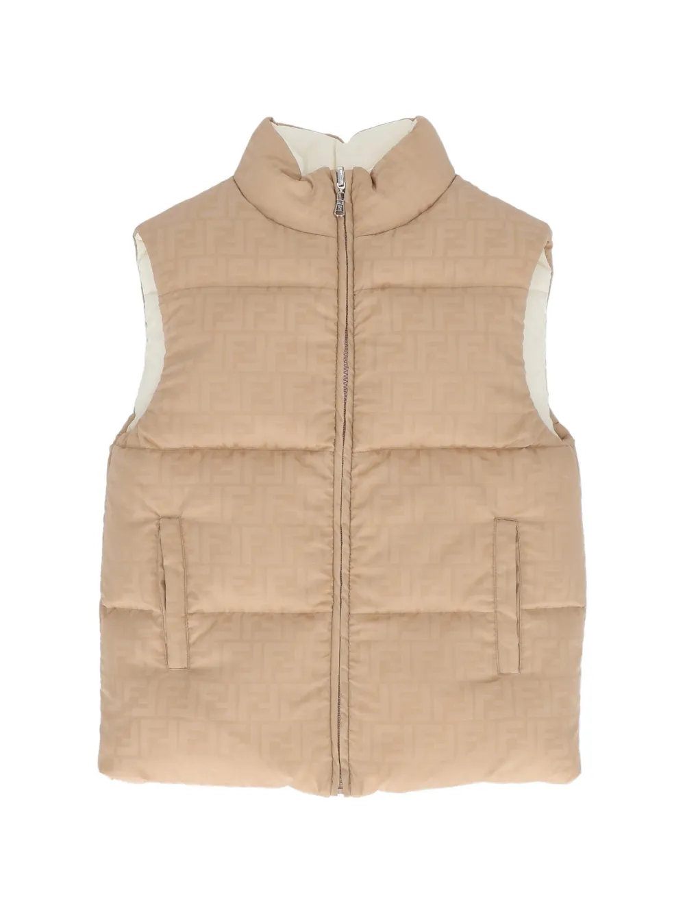 Fendi Kids reversible FF jacquard gilet - Nude