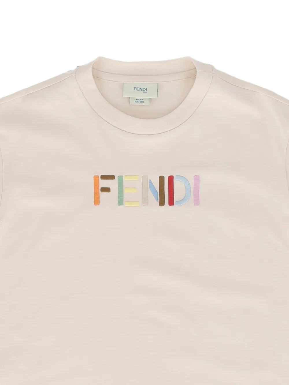 Fendi Kids T-shirt met geborduurd logo Beige