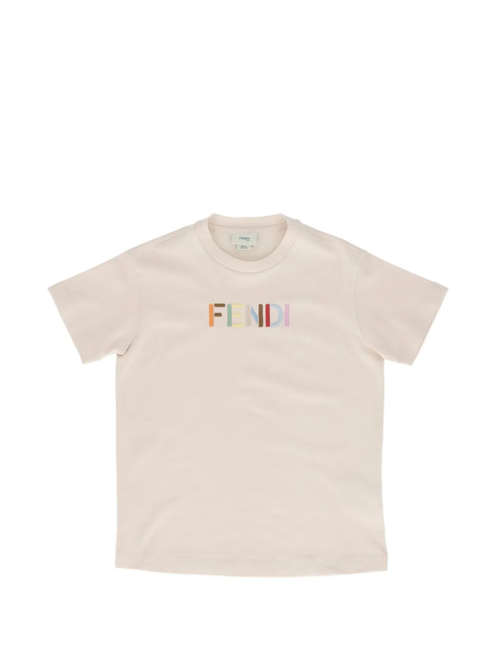 Fendi Kids logo-embroidered cotton T-shirt - Toni neutri