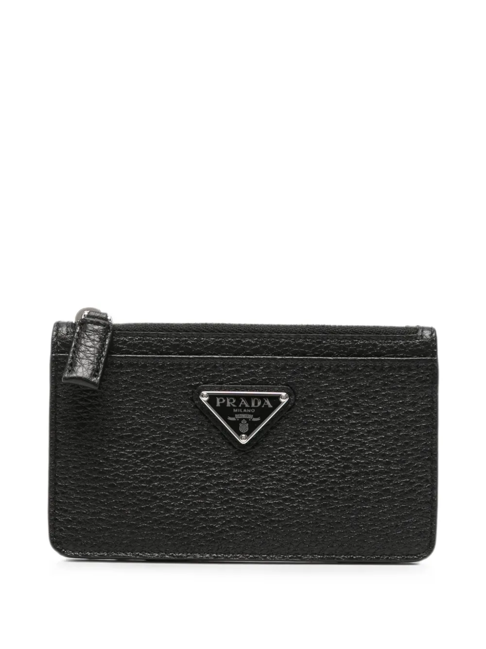 Prada logo-plaque leather cardholder - Nero
