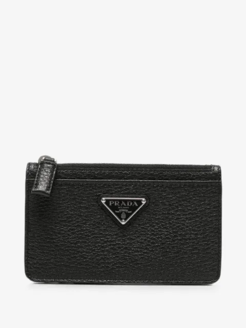 Prada logo-plaque leather cardholder