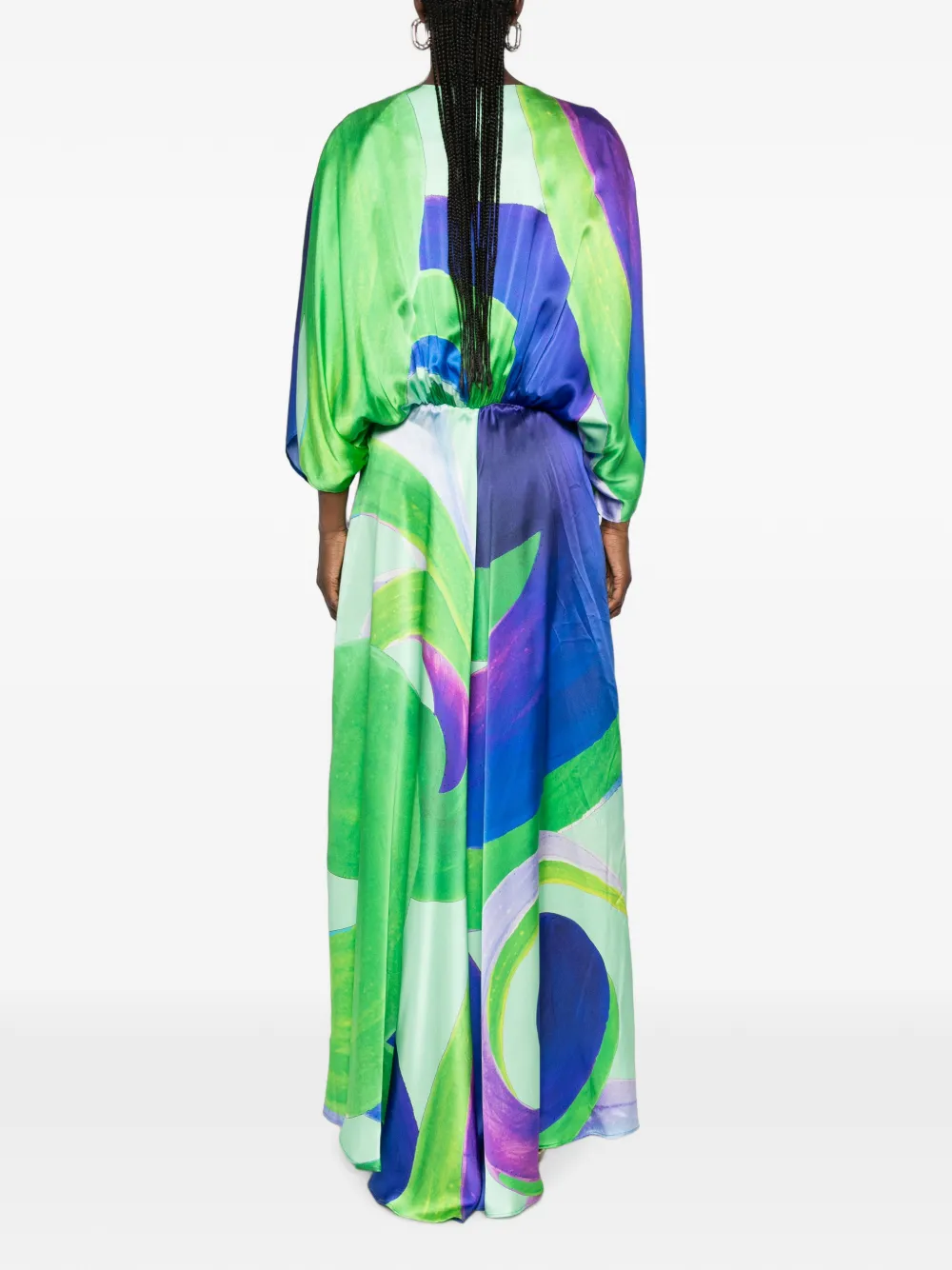 Themis Z Ianthe Abstract-print Silk Maxi Dress in Green, view 4