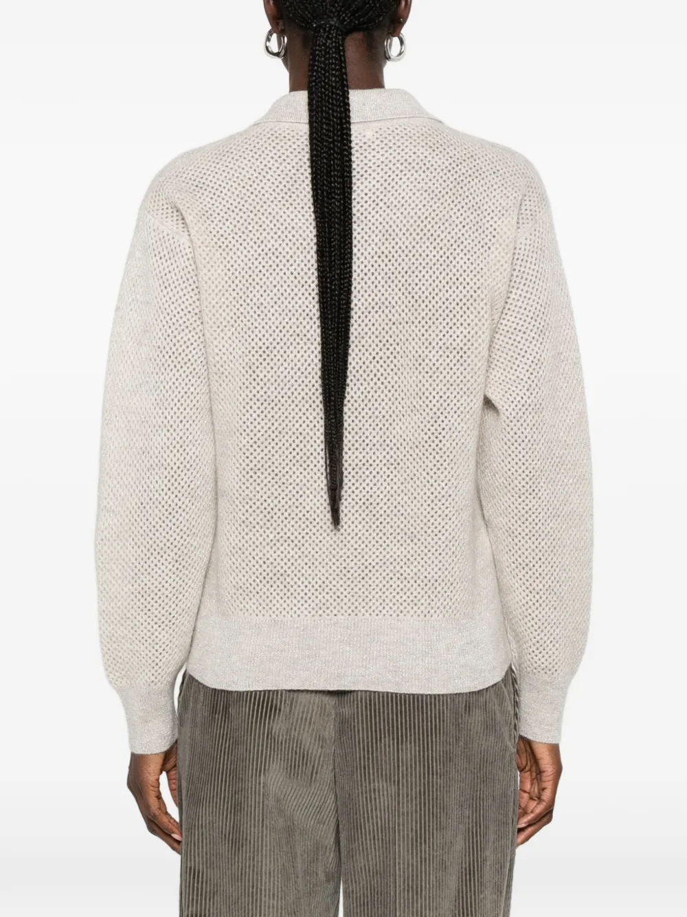 Brunello Cucinelli Gebreide trui met geperforeerde details Beige
