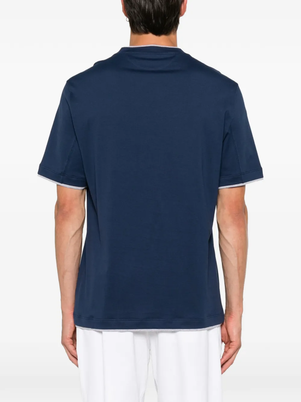 Brunello Cucinelli Katoenen T-shirt met contrasterende afwerking Blauw