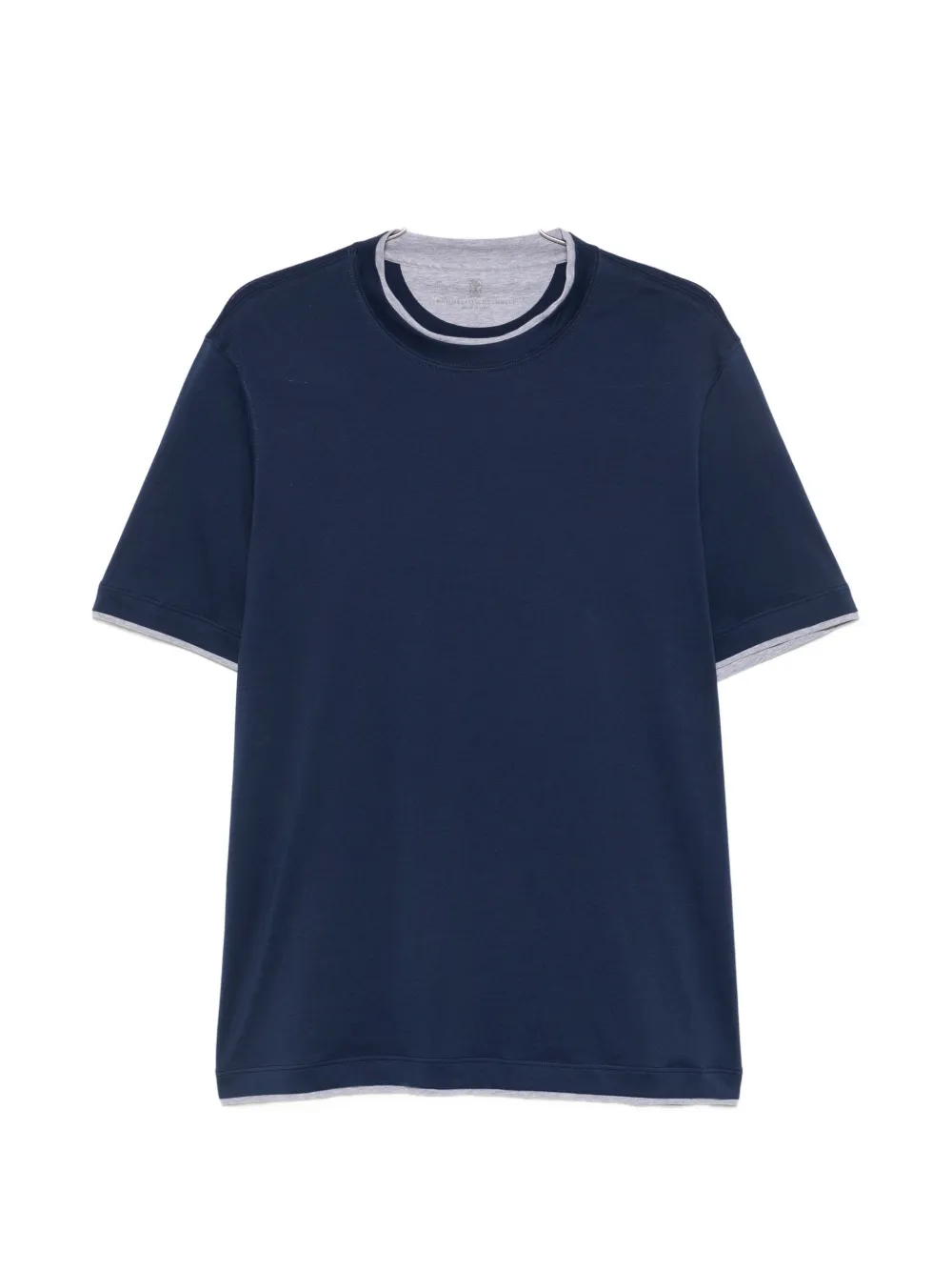 Brunello Cucinelli contrast-trim cotton T-shirt - Blau