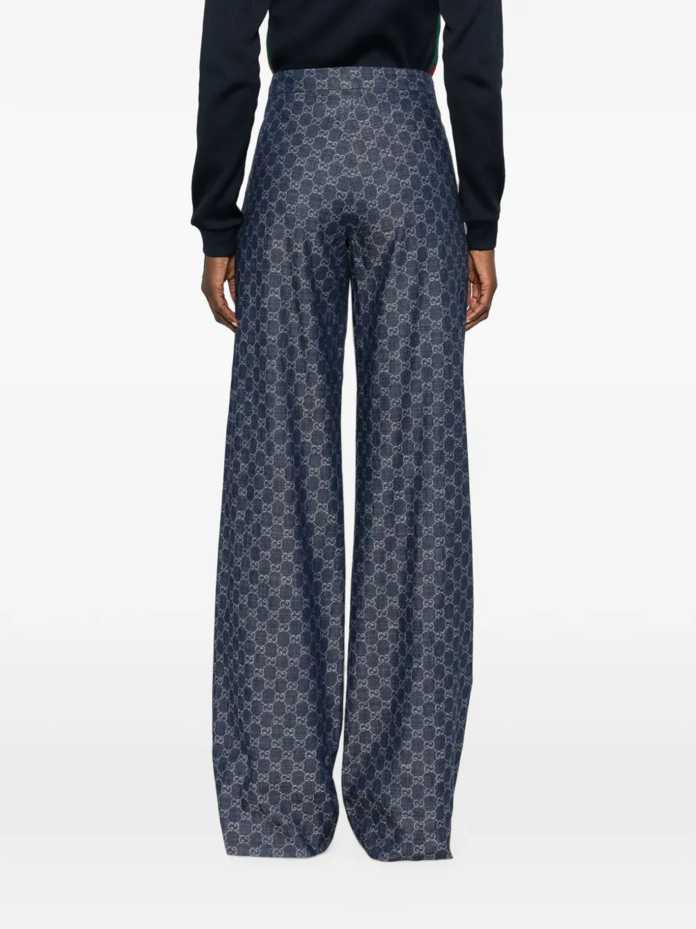 Gucci GG katoenen denim broek met jacquard Blauw