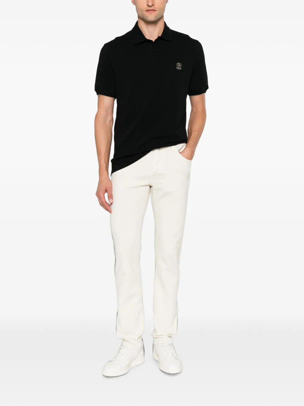 Brunello Cucinelli Poloshirt met geborduurd logo Zwart