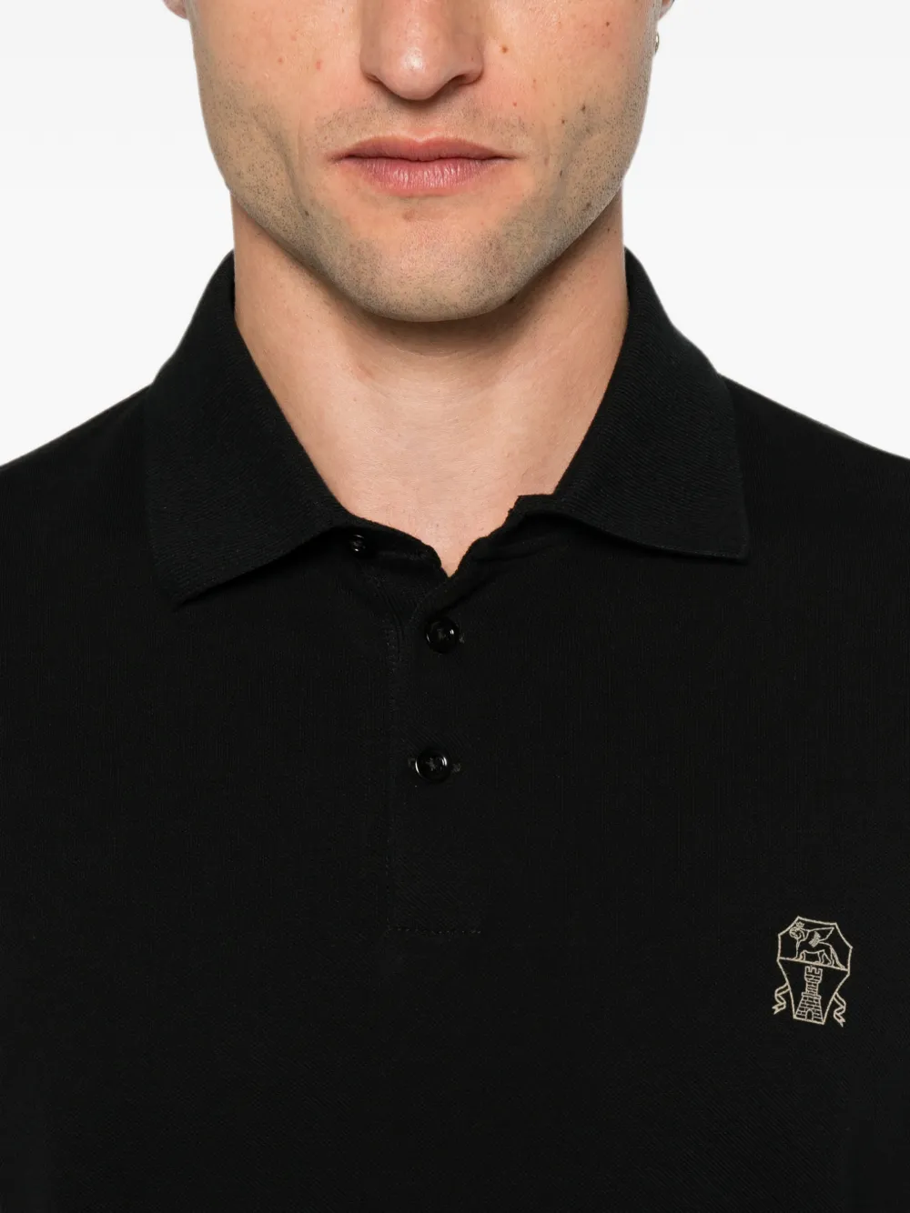 Brunello Cucinelli Poloshirt met geborduurd logo Zwart